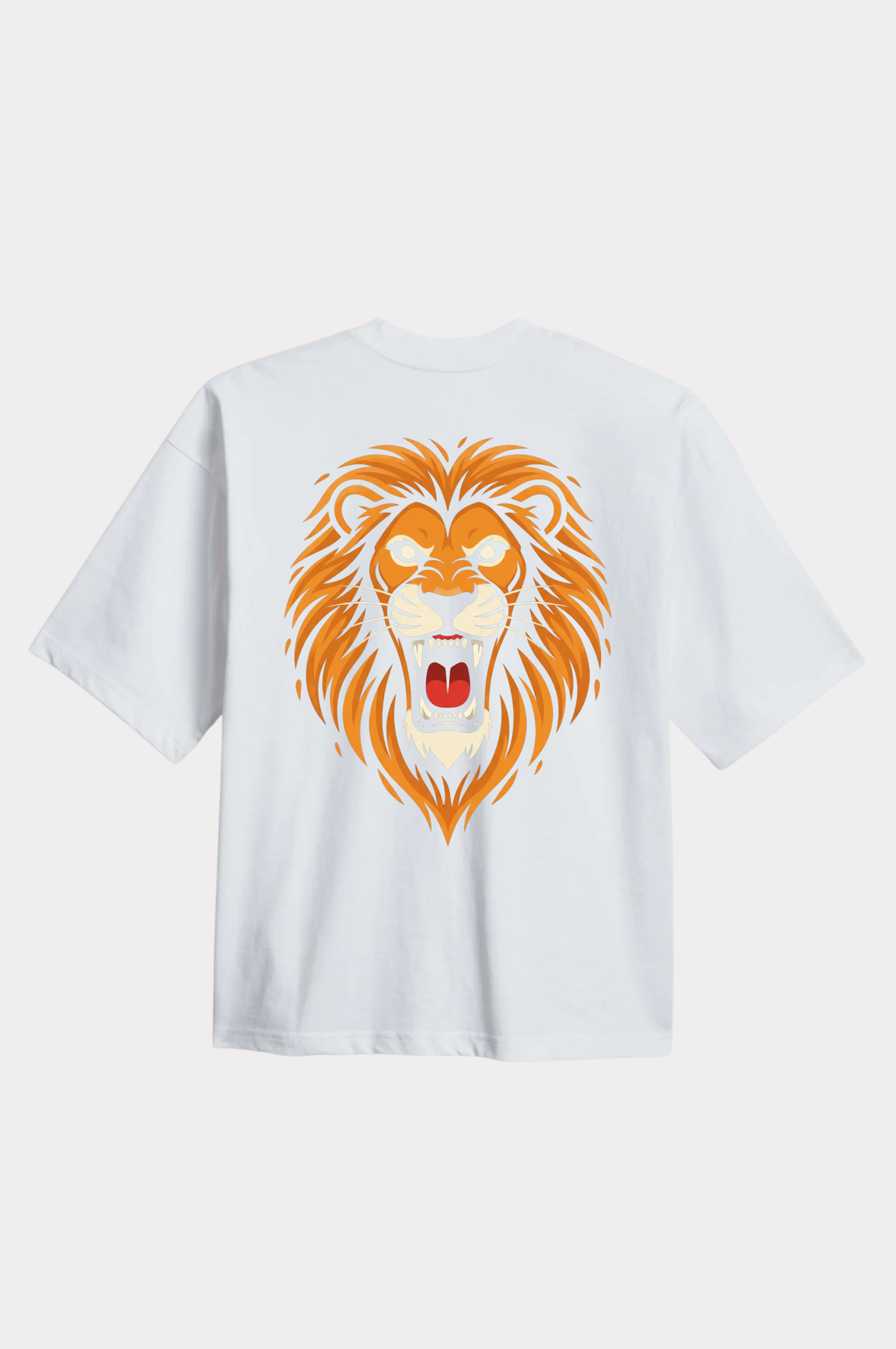 wit oversized shirt achterkant met oranje leeuwenkop print WK 2026 OranjeWear